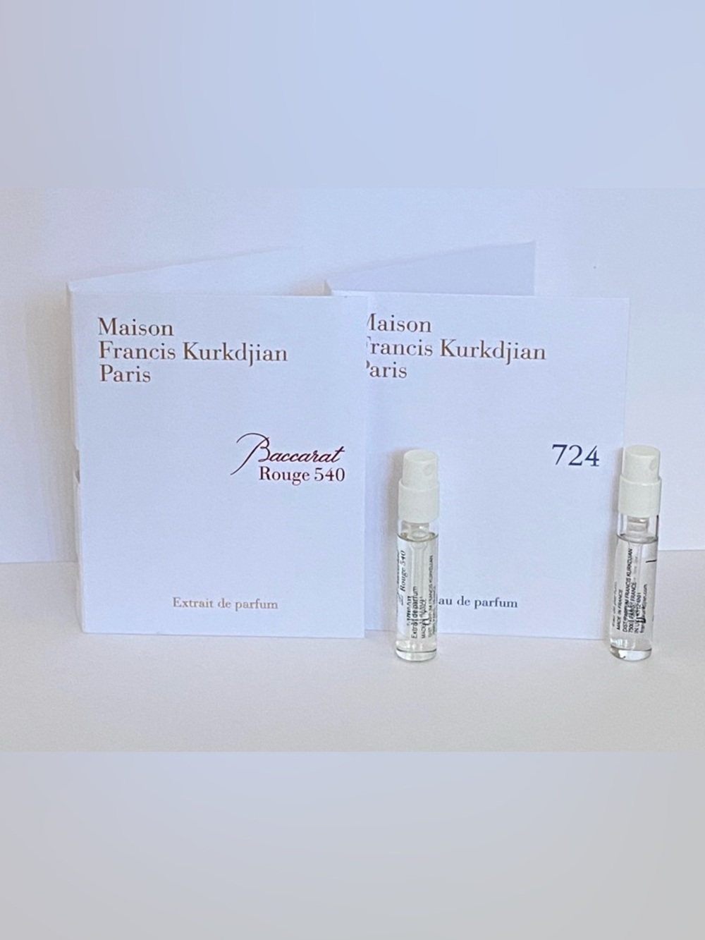 Maison Francis Kurkdjian Baccarat Rouge 540 Extrait de parfum sample and 724 EDP